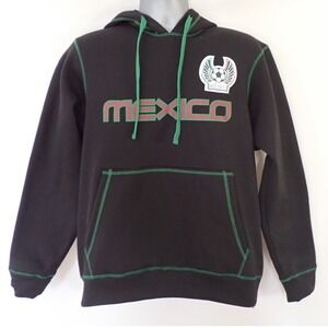 Game Of The World Men's Small Pullover Hoodie‎ Mexico Soccer Football Black New